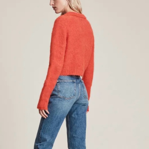 All Saints Alpaca Ork Cardigan Sweater in Lava Red - Picture 2 of 13